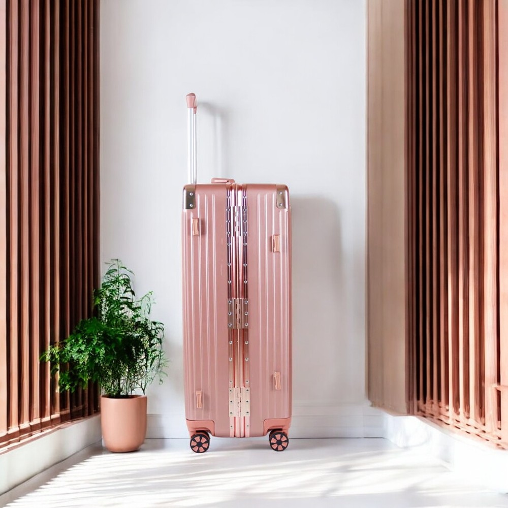 20 Inch Rose Gold Aluminium Framed Hard Shell Without Zipper Carry On Luggage with Spinner Wheel