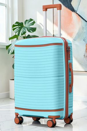 24 Inch Textured PP Expandable Medium Checked Luggage | Unbreakable Polypropylene Suitcase with Spinner Wheels