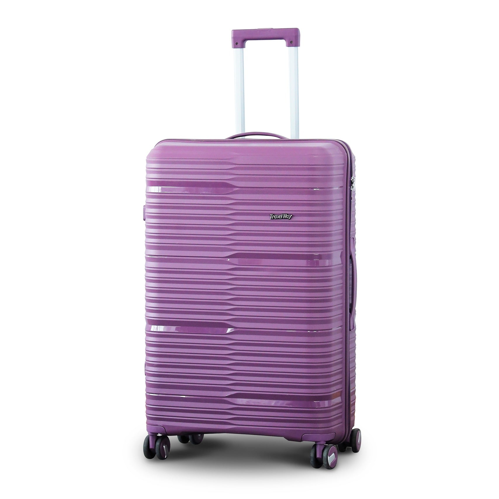 Purple Colour Travel Way PP Unbreakable Luggage Bag with Double Spinner Wheel Zaappy