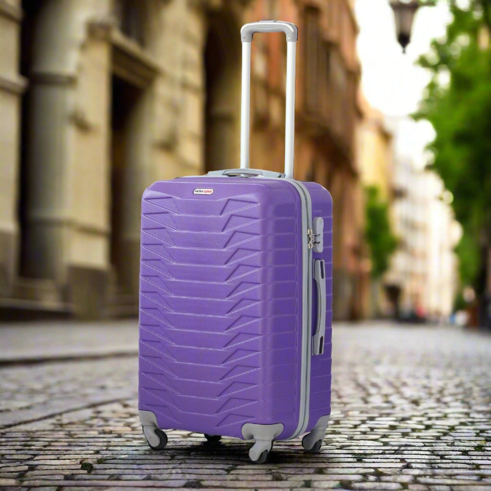 Swiss Class Crocodile ABS Lightweight purple Luggage Bag With Spinner Wheel Zaappy