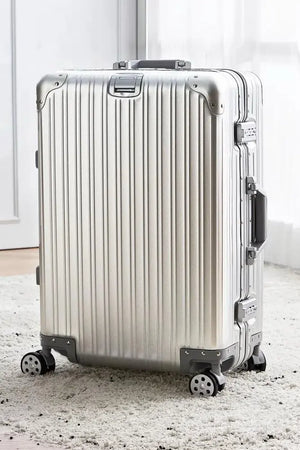 24 Inch Silver Aluminium Framed Hard Shell Without Zipper TSA Luggage Bag with Spinner Wheel
