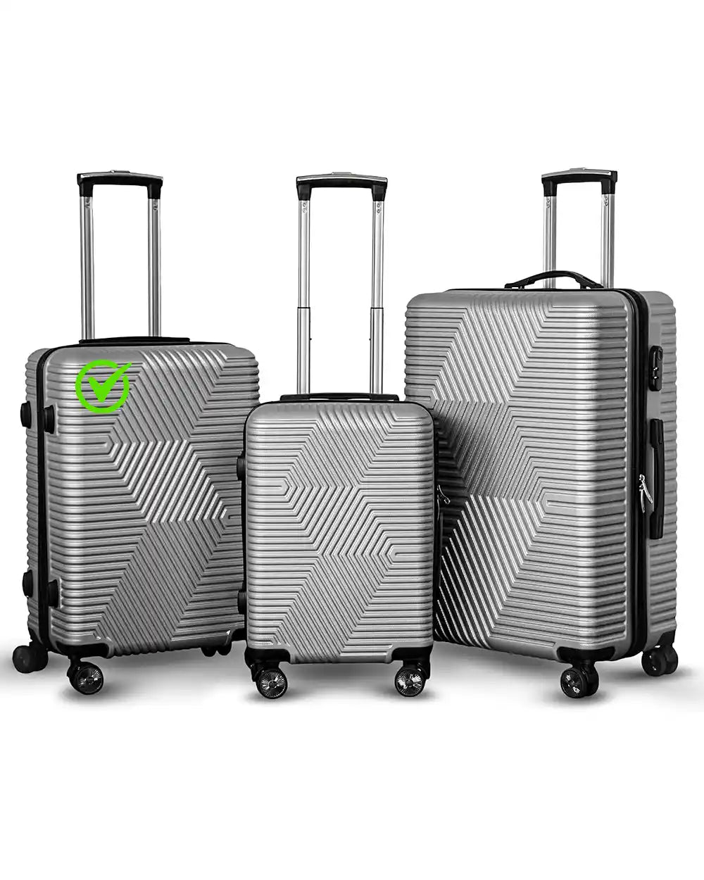 Zig Zag ABS Lightweight Luggage Bag With Double Spinner Wheel | 4 Piece Set 20, 24, 28, 32 Inches