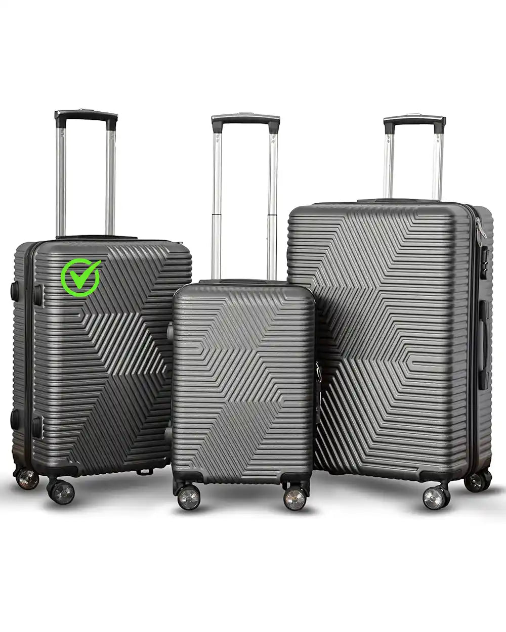 Zig Zag ABS Lightweight Luggage Bag With Double Spinner Wheel | 4 Piece Set 20, 24, 28, 32 Inches
