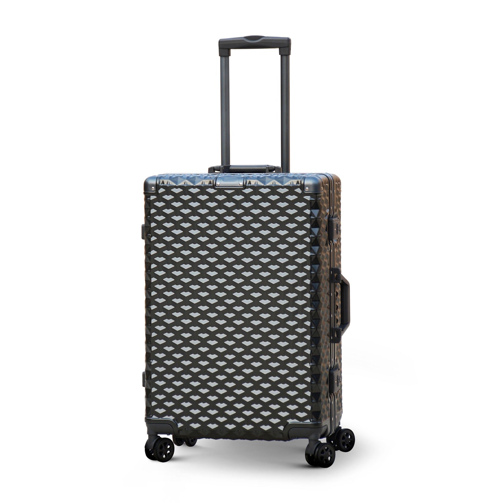 3 Piece Set 20" 24" 28 Inches Grey Aluminium Framed 3D Diamond Hard Shell Without Zipper TSA Luggage Bag