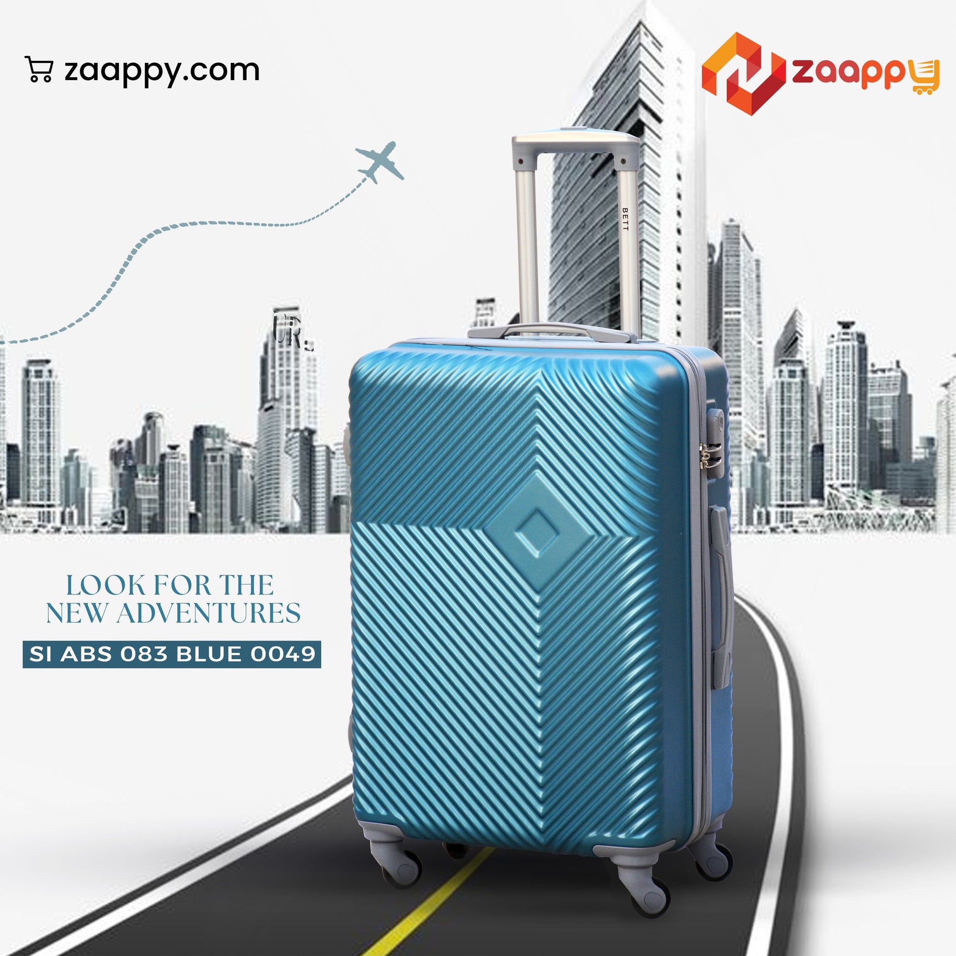 3 Pcs Full Set SI ABS BLue Colour Lightweight Hard Case Luggage 20" 24" 28 Inch zaappy uae