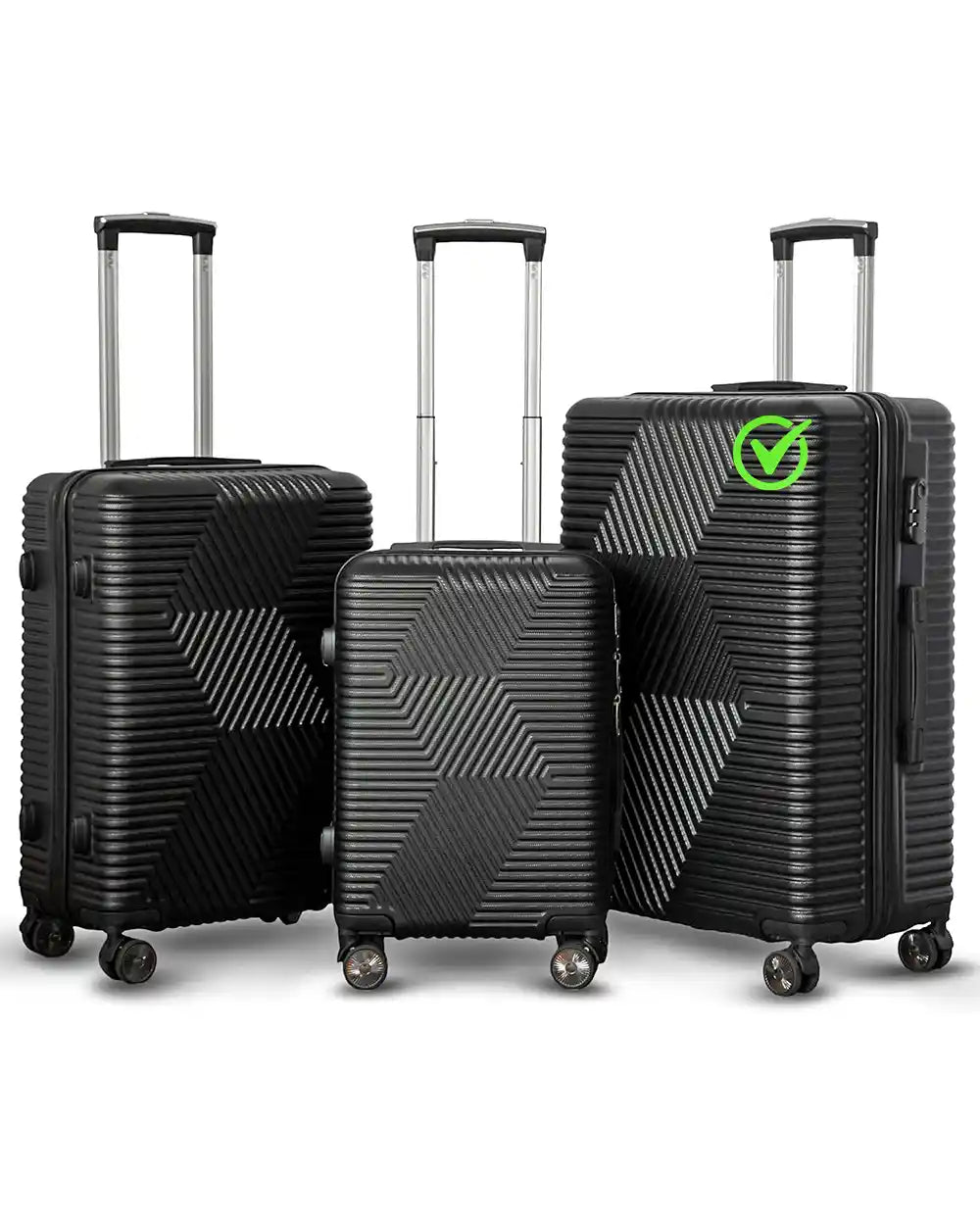 Zig Zag ABS Lightweight Luggage Bag With Double Spinner Wheel | 4 Piece Set 20, 24, 28, 32 Inches