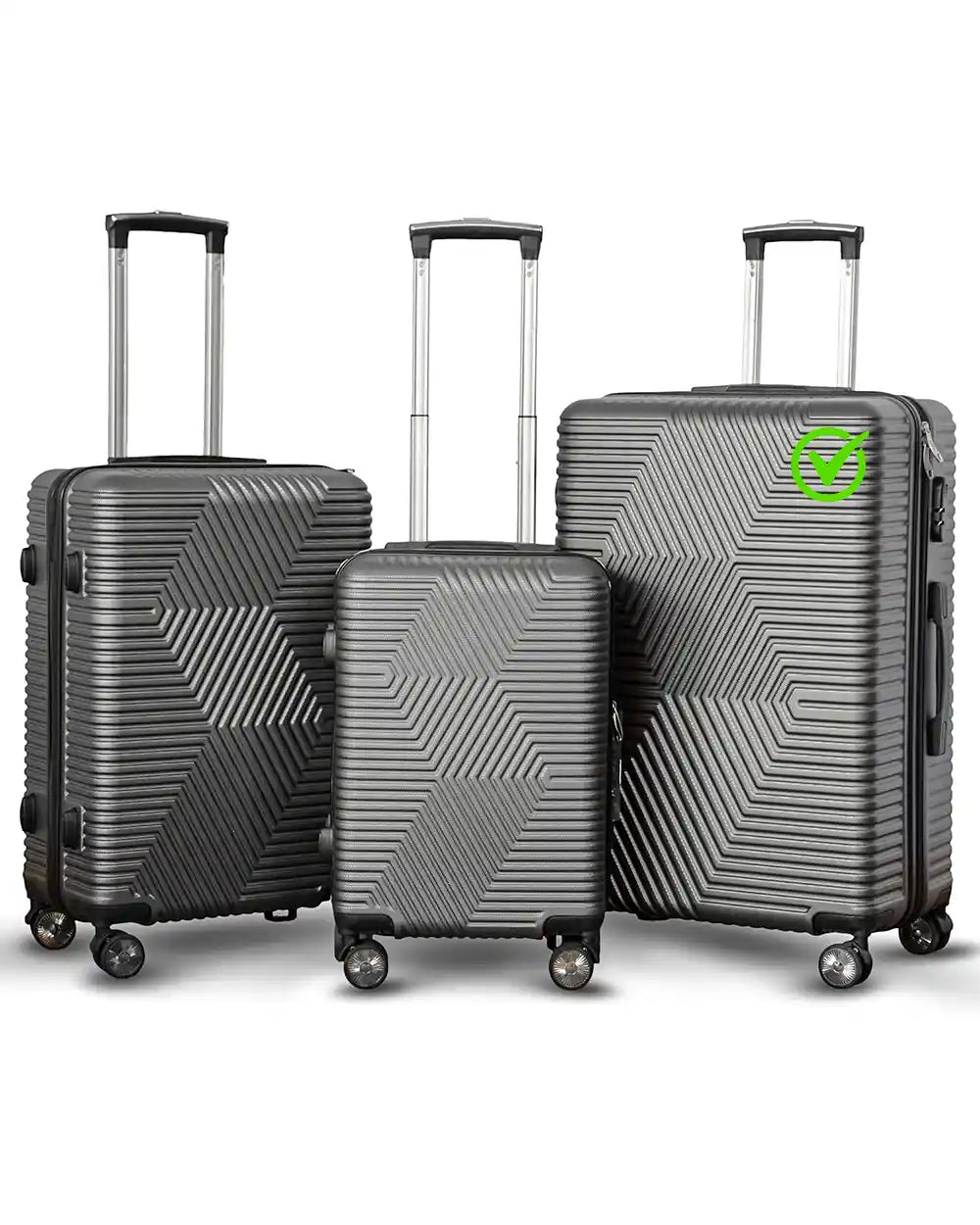 Zig Zag ABS Lightweight Luggage Bag With Double Spinner Wheel | 4 Piece Set 20, 24, 28, 32 Inches