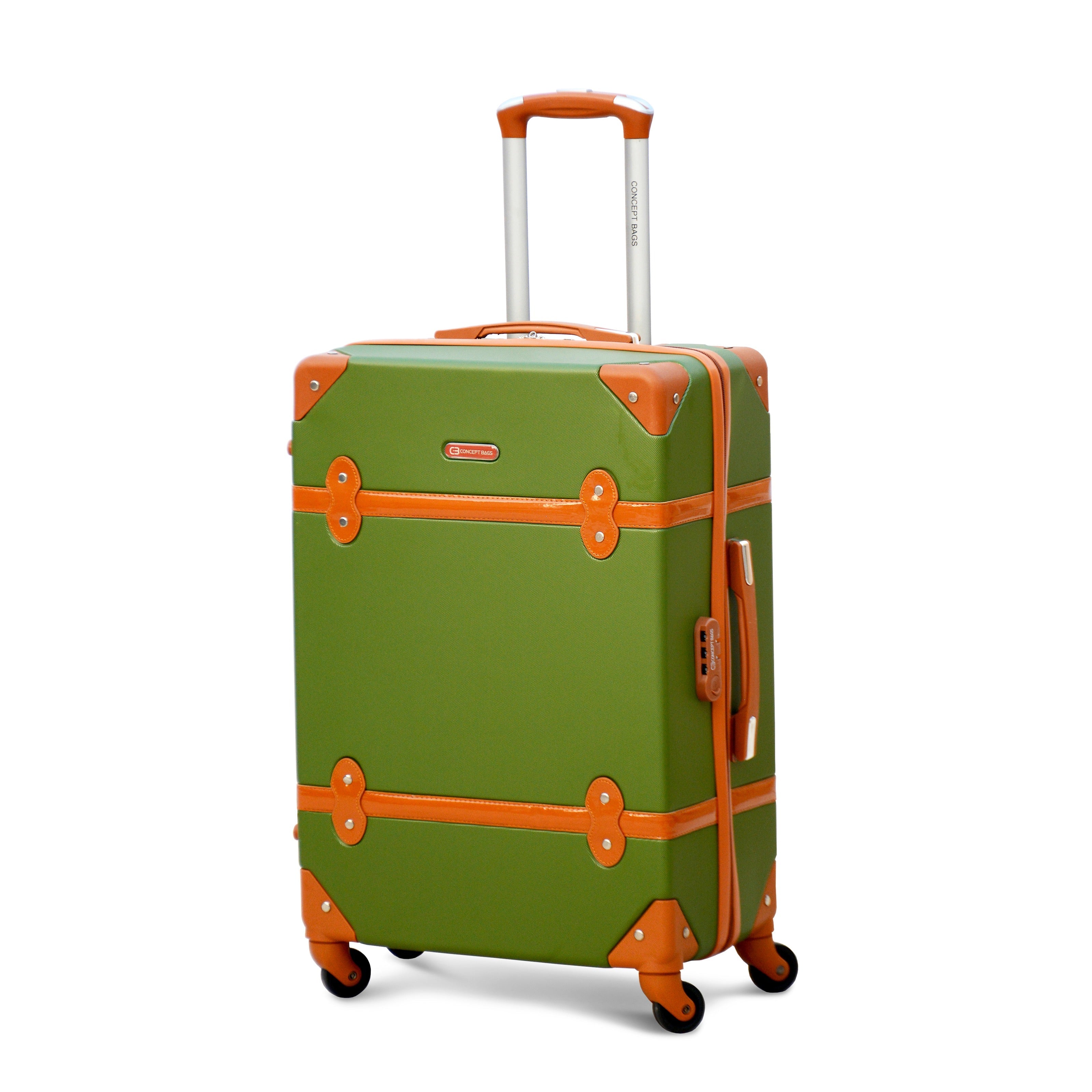 24" Green and Brown Colour Corner Guard Lightweight ABS Luggage Bag With Spinner Wheel