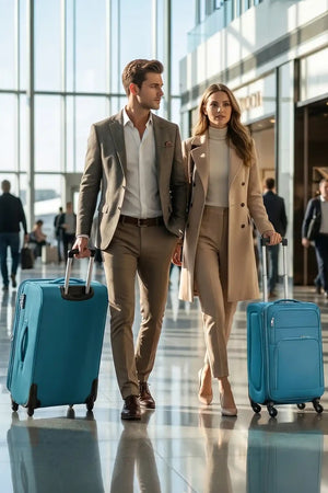 2 Piece Set LP 4 Wheel Soft Material Luggage | Carry-On & Checked Suitcase Combo