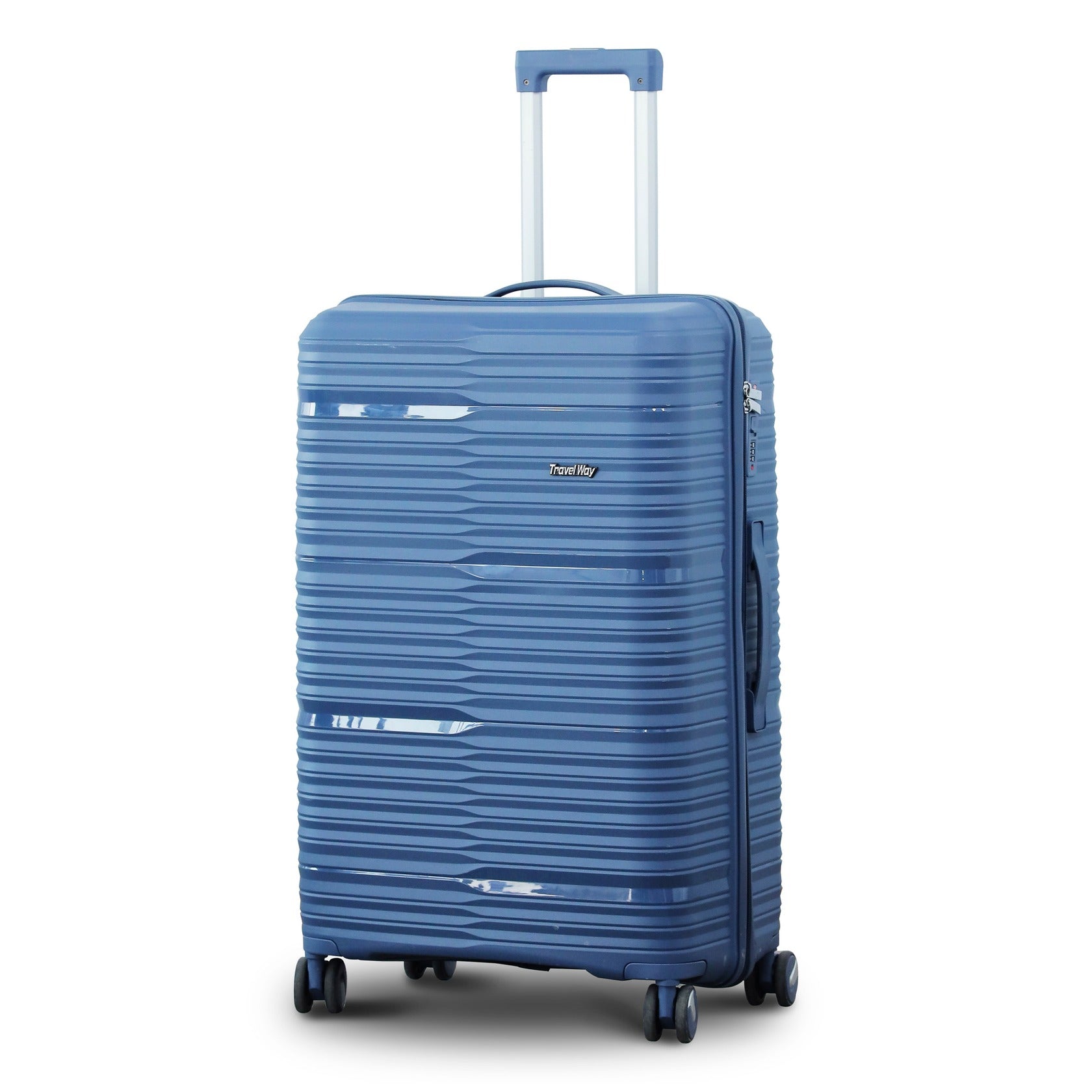 3 Piece Set 20" 24" 28 Inches Blue Travel Way PP Unbreakable Luggage Bag With Double Spinner Wheel
