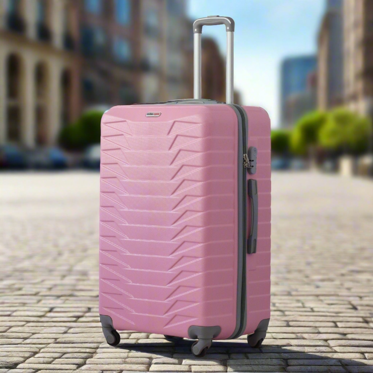 Swiss Class Crocodile ABS Lightweight pink Luggage Bag With Spinner Wheel Zaappy