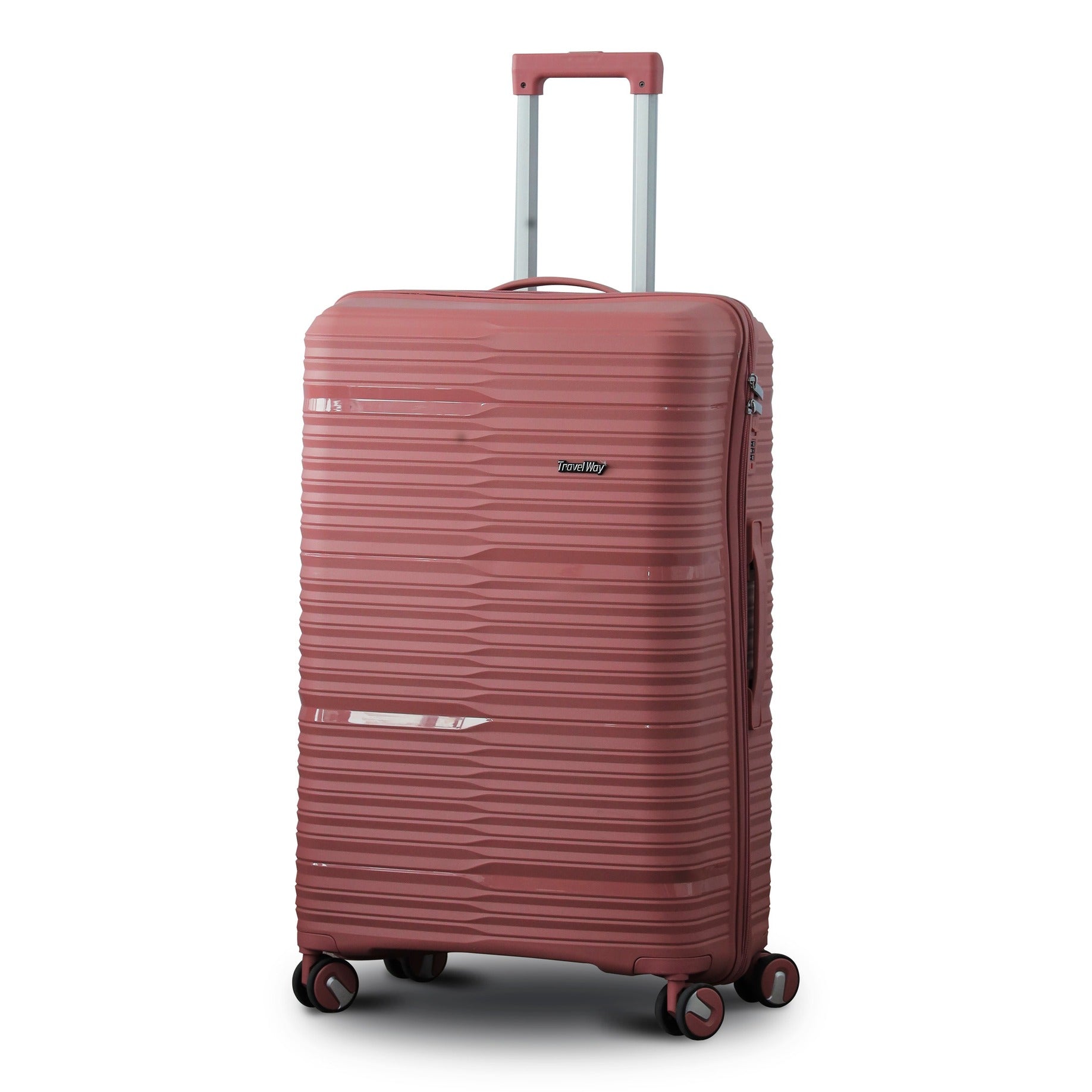 Rose Gold Colour Travel Way PP Unbreakable Luggage Bag with Double Spinner Wheel Zaappy