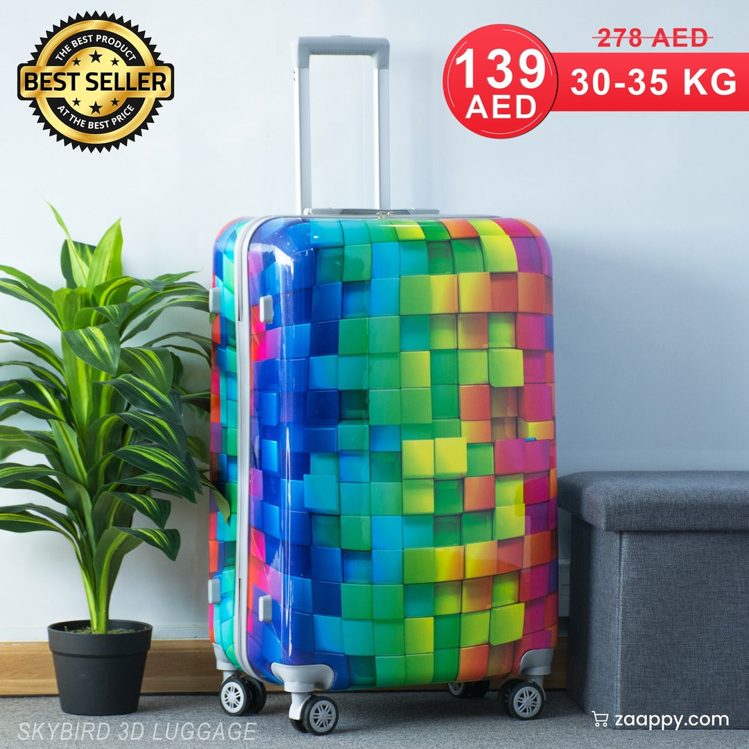 Printed Lightweight ABS Double Spinner Wheel Luggage Bags | 28 inch Size 30-35 Kg Capacity