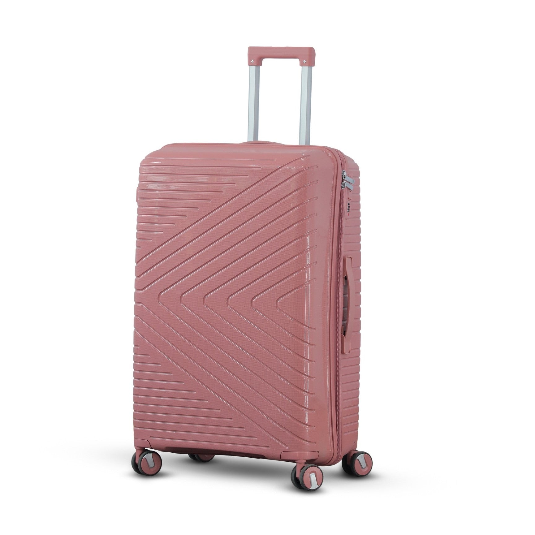 3 Piece Set 20" 24" 28 Inches Rose Gold Crossline PP Unbreakable Luggage Bag With Double Spinner Wheel