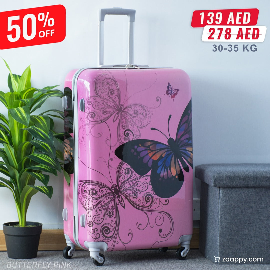 Printed Lightweight ABS Double Spinner Wheel Luggage Bags | 28 inch Size 30-35 Kg Capacity