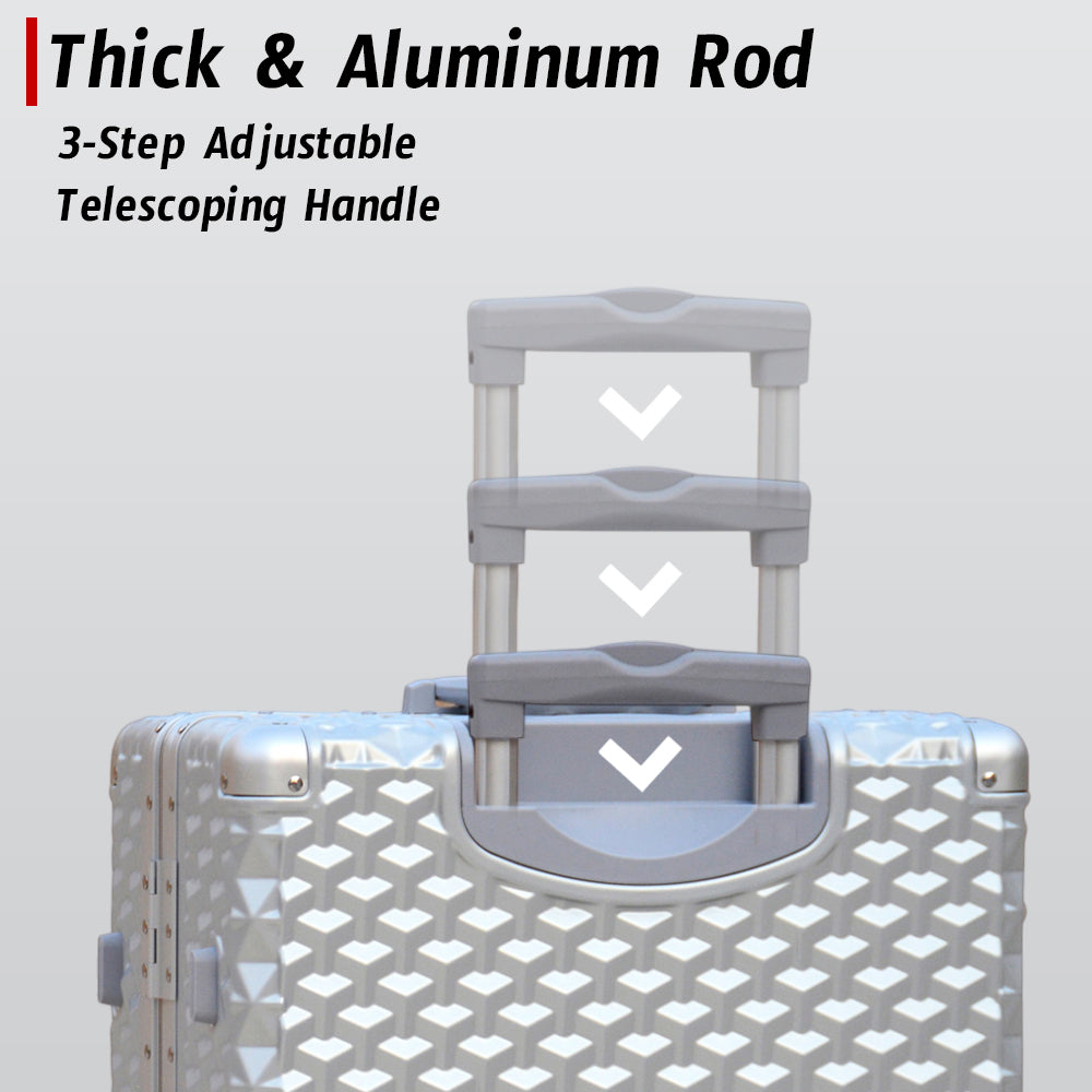 3D Diamond Hard Shell without Zipper TSA Luggage | 3 Piece Set 20" 24" 28 Inches Aluminium Framed