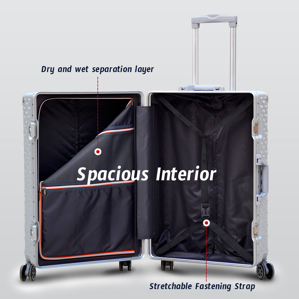 3D Diamond Hard Shell without Zipper TSA Luggage | 3 Piece Set 20" 24" 28 Inches Aluminium Framed