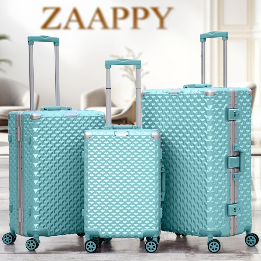 3D Diamond Hard Shell without Zipper TSA Luggage | 3 Piece Set 20" 24" 28 Inches Aluminium Framed