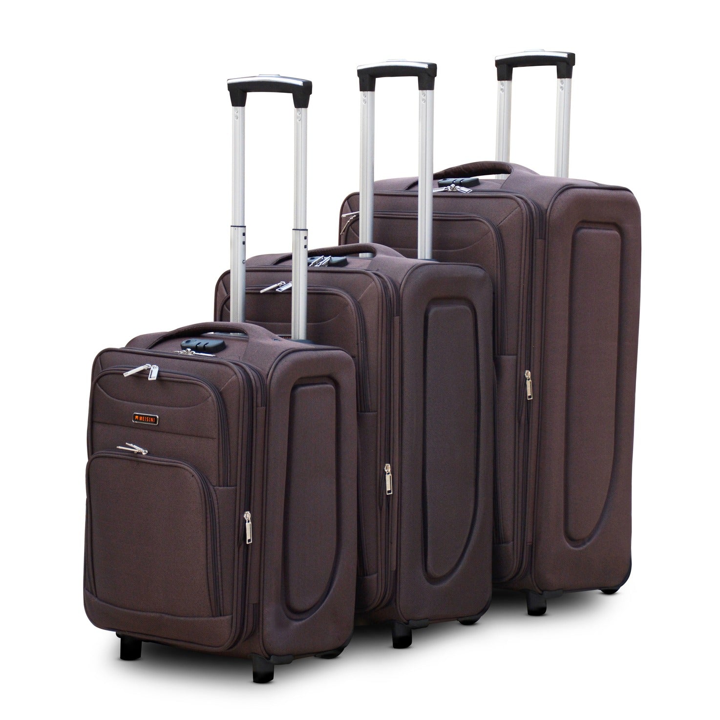 3 Piece Full Set 20" 24" 28 Inches Coffee Colour LP 2 Wheel 0161 Lightweight Soft Material Luggage Bag