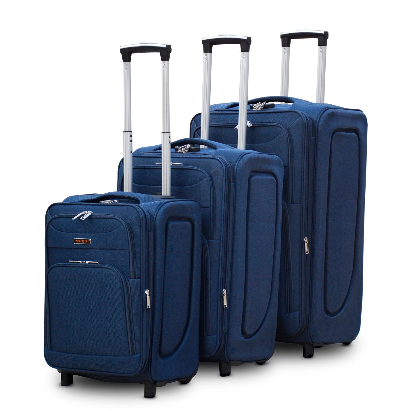 3 Piece Full Set 20" 24" 28 Inches Blue Colour LP 2 Wheel 0161 Luggage Lightweight Soft Material Trolley Bag Zaappy.com