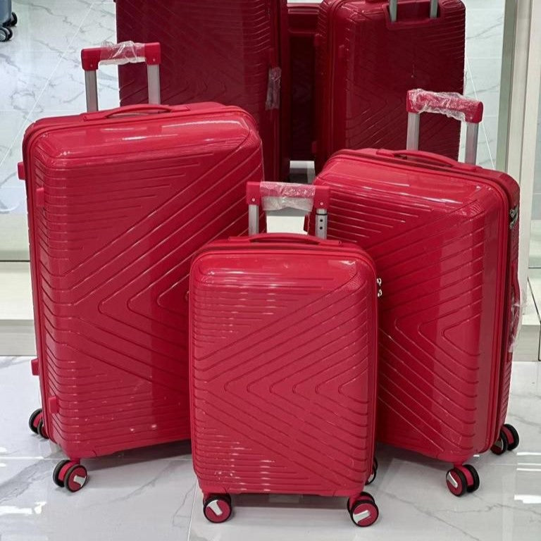 3 Piece Set 20" 24" 28 Inches Crossline PP Unbreakable Luggage Bag With Double Spinner Wheel