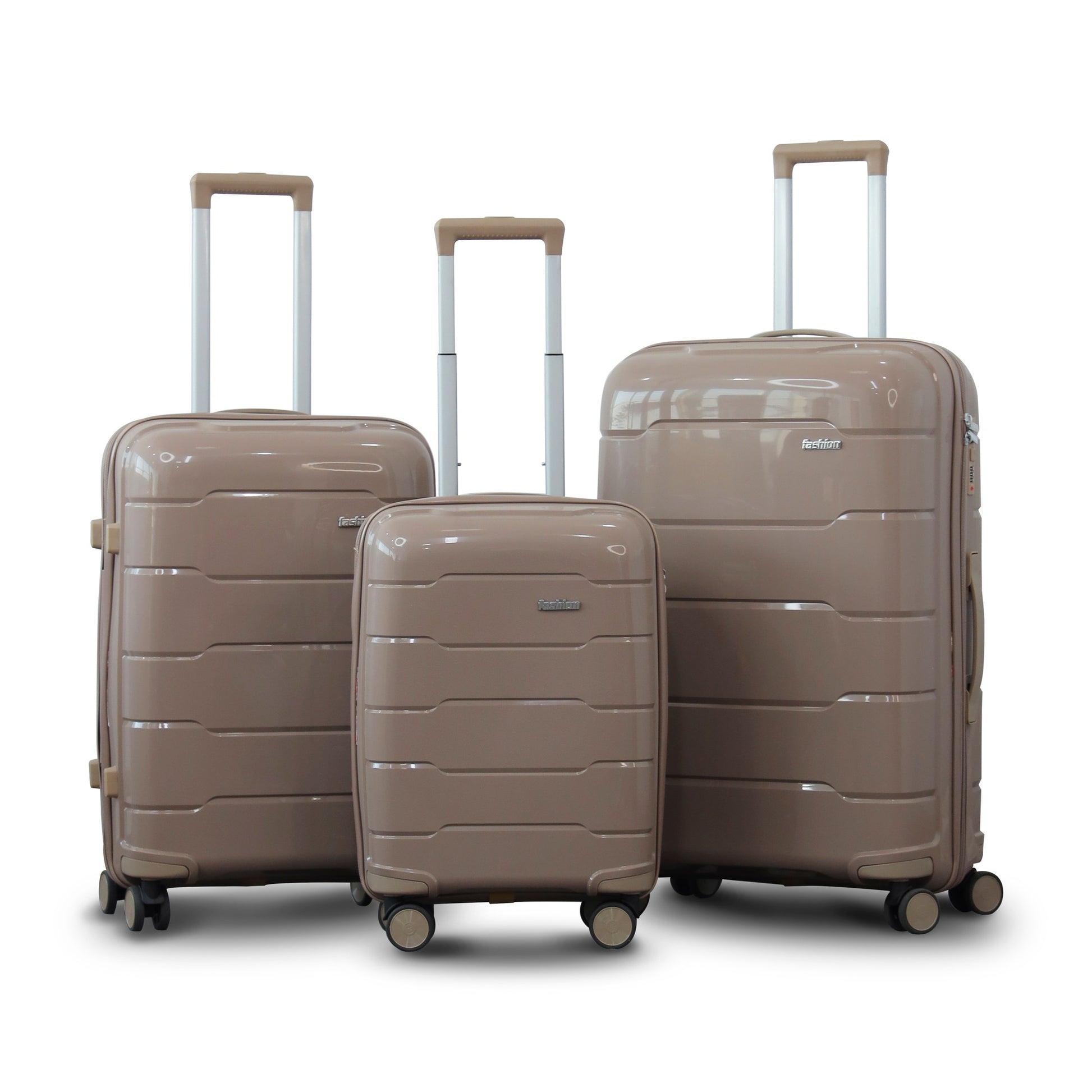 3 Piece Set 20" 24" 28 Inches Ceramic Smooth PP Lightweight Luggage Bag With Double Spinner Wheel Zaappy
