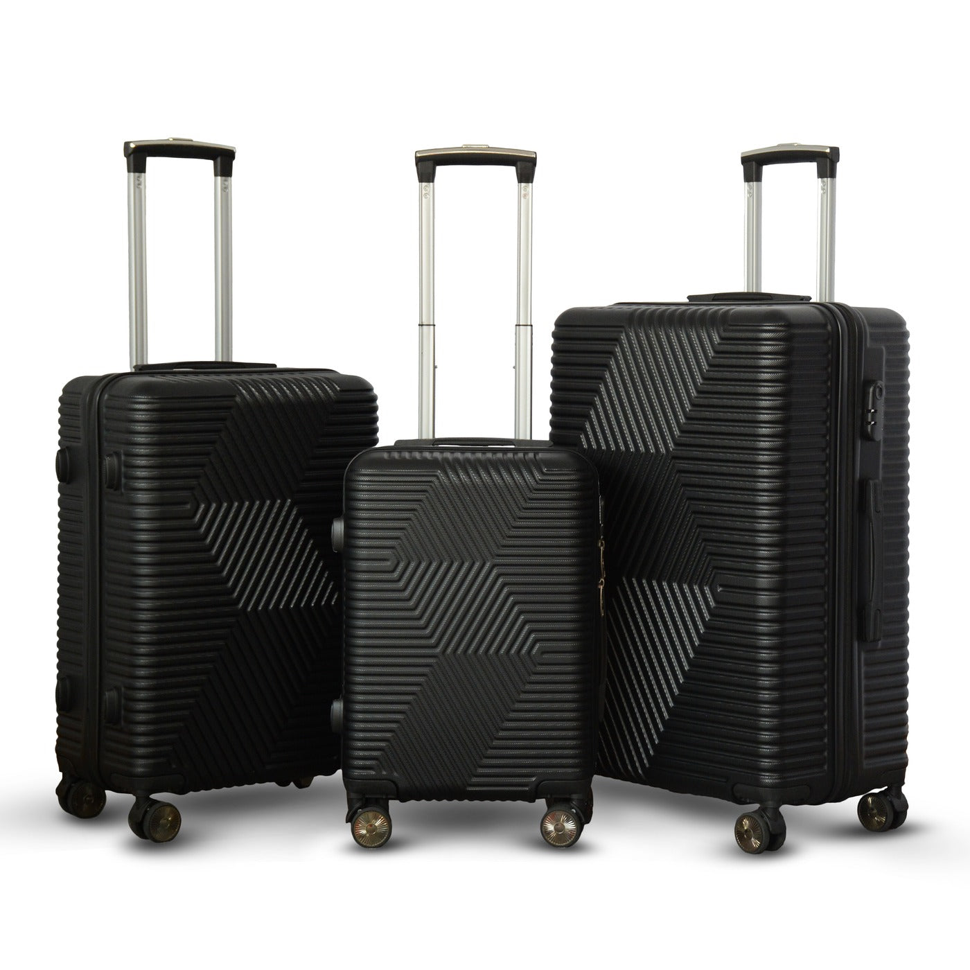 4 Piece Set  20" 24" 28" 32 Inches Zig Zag ABS Lightweight Luggage Bag With Double Spinner Wheel