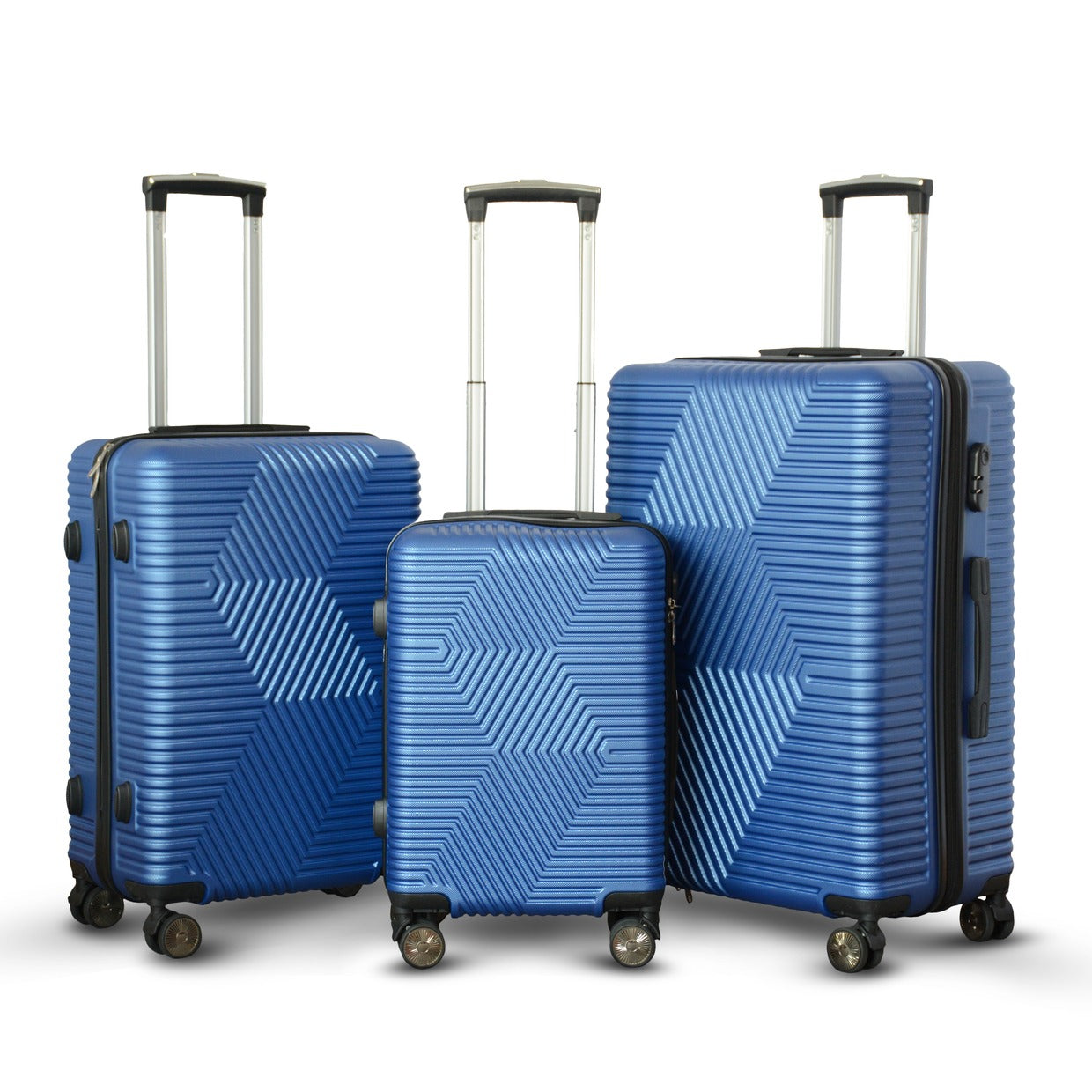 4 Piece Set  20" 24" 28" 32 Inches Zig Zag ABS Lightweight Luggage Bag With Double Spinner Wheel