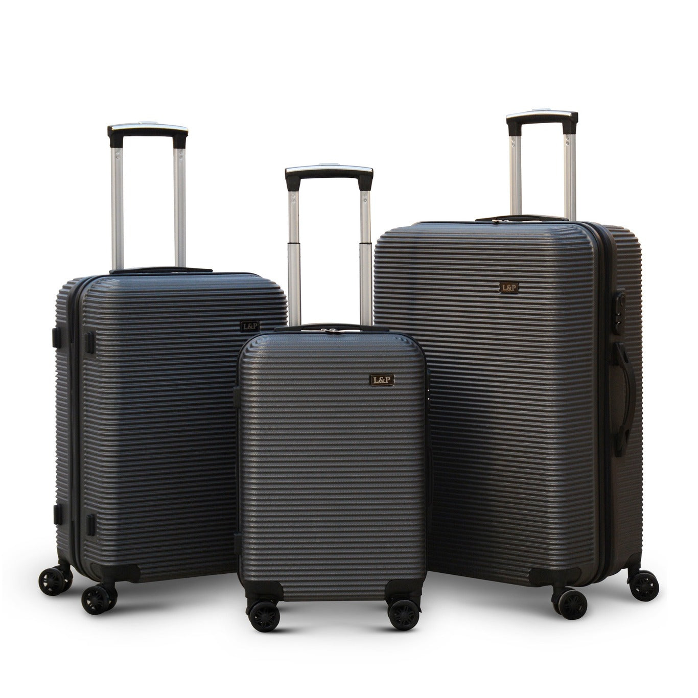 3 Piece Full Set 20" 24" 28 Inches Dark Grey Colour JIAN ABS Line Luggage Lightweight Hard Case Trolley Bag with Spinner Wheel