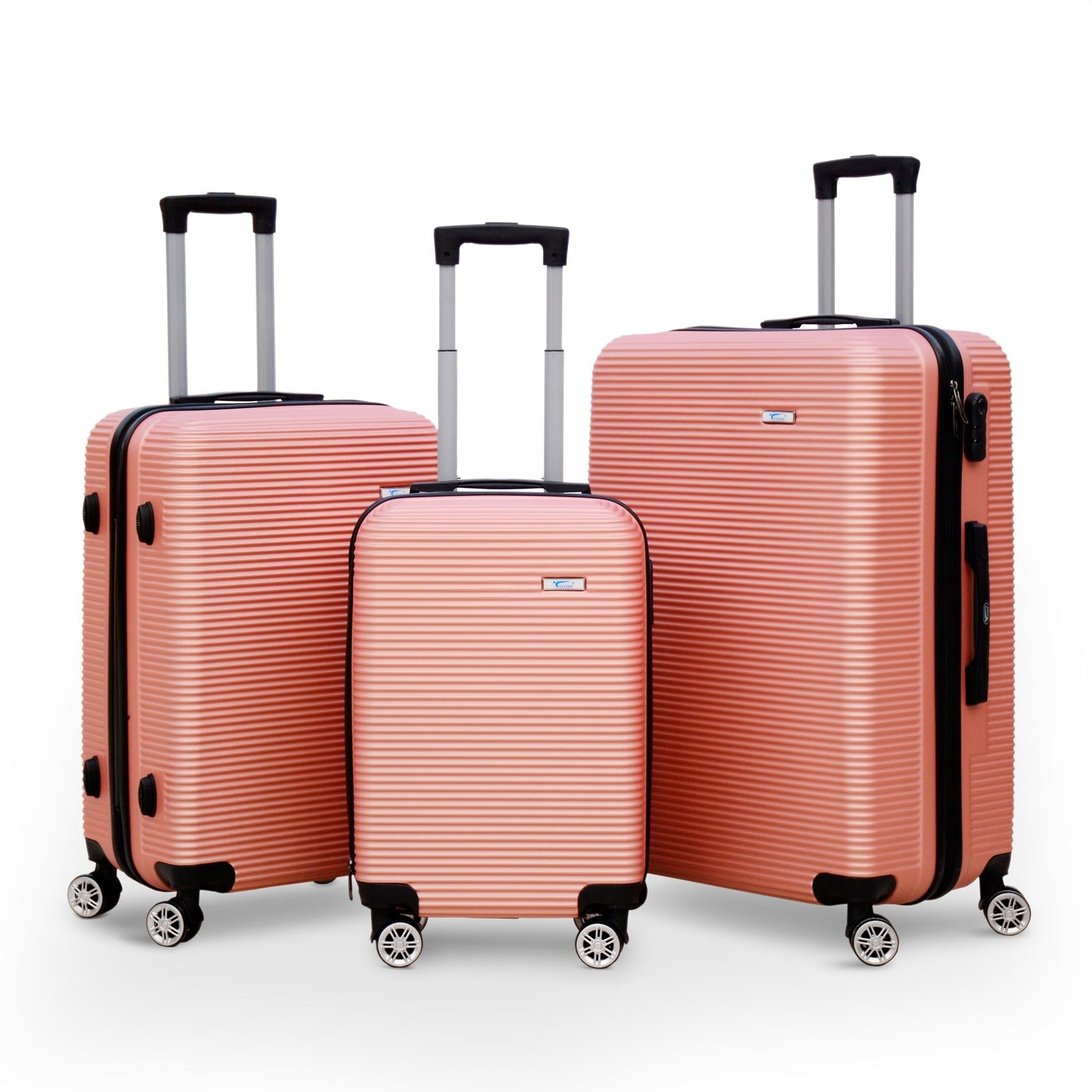 3 Piece Set 20" 24" 28 Inches ABS Line Lightweight Luggage Bag with Double Spinner Wheel