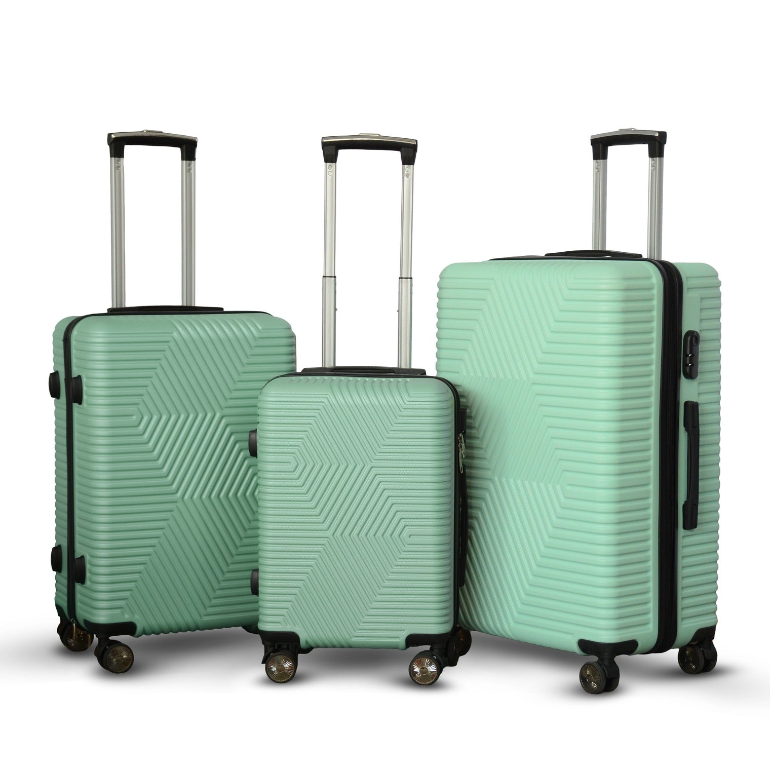 4 Piece Full Set 20" 24" 28" 32 Inches Zig Zag ABS Lightweight Luggage Bag With Double Spinner Wheel Zaappy