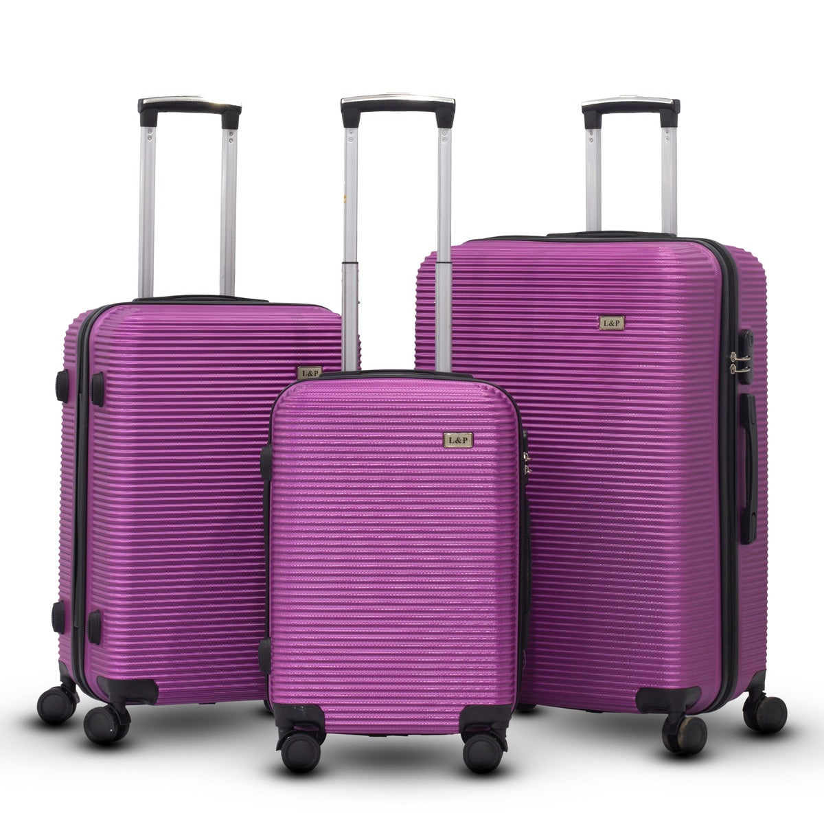 3 Piece Set 20" 24" 28 Inches ABS Line Lightweight Luggage Bag with Double Spinner Wheel