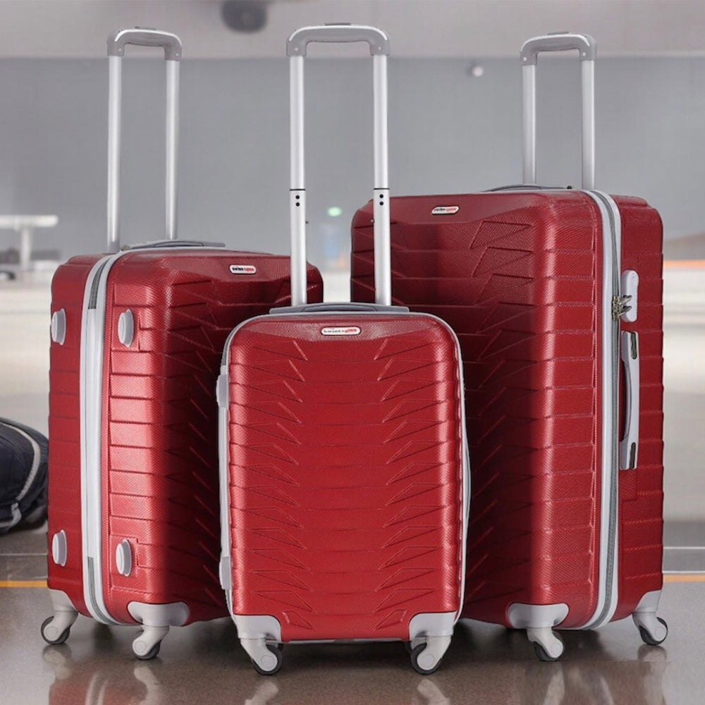3 Piece Full Set 20" 24" 28 Inches Swiss Class Crocodile ABS Lightweight Luggage Bag With Spinner Wheel Zaappy