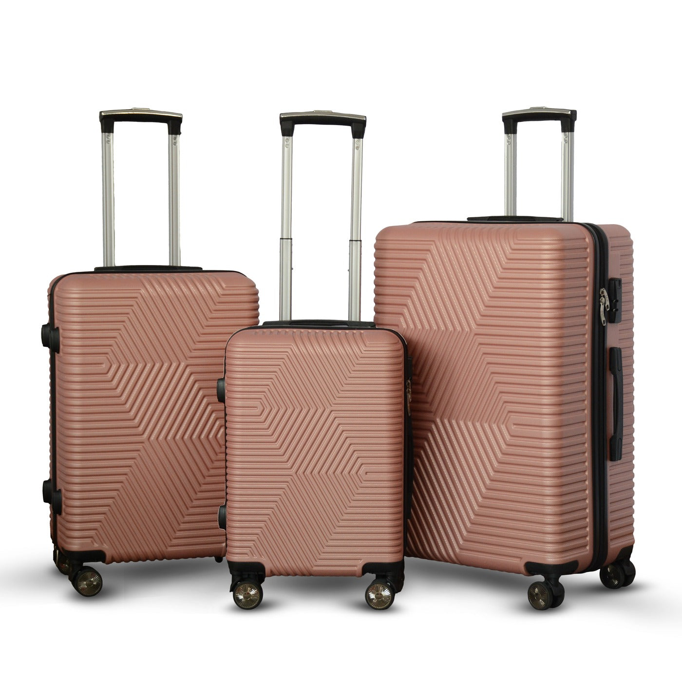 4 Piece Set  20" 24" 28" 32 Inches Zig Zag ABS Lightweight Luggage Bag With Double Spinner Wheel