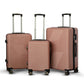 3 Piece Full Set  20" 24" 28 Inches Rose Gold Colour Zig Zag ABS Lightweight Luggage Bag With Double Spinner Wheel Zaappy