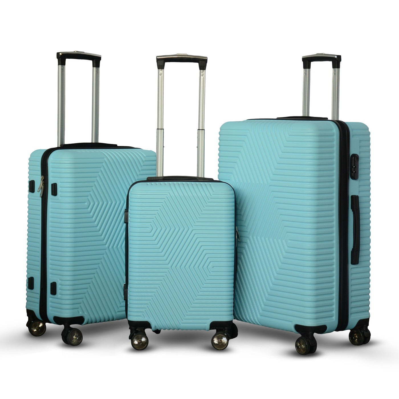 4 Piece Set  20" 24" 28" 32 Inches Zig Zag ABS Lightweight Luggage Bag With Double Spinner Wheel