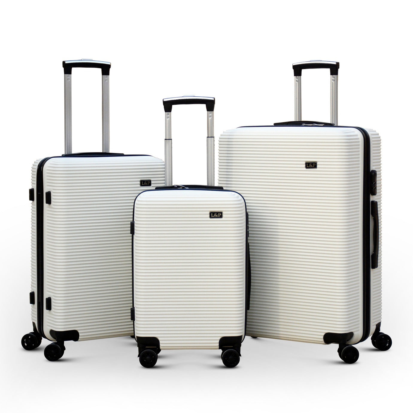 3 Piece Set 20" 24" 28 Inches White Colour JIAN ABS Line Luggage lightweight Hard Case Trolley Bag With Spinner Wheel Zaappy.com