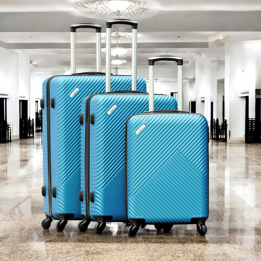 3 Piece Set 20" 24" 28" TravelGo Lightweight ABS Luggage Bags with Spinner Wheels