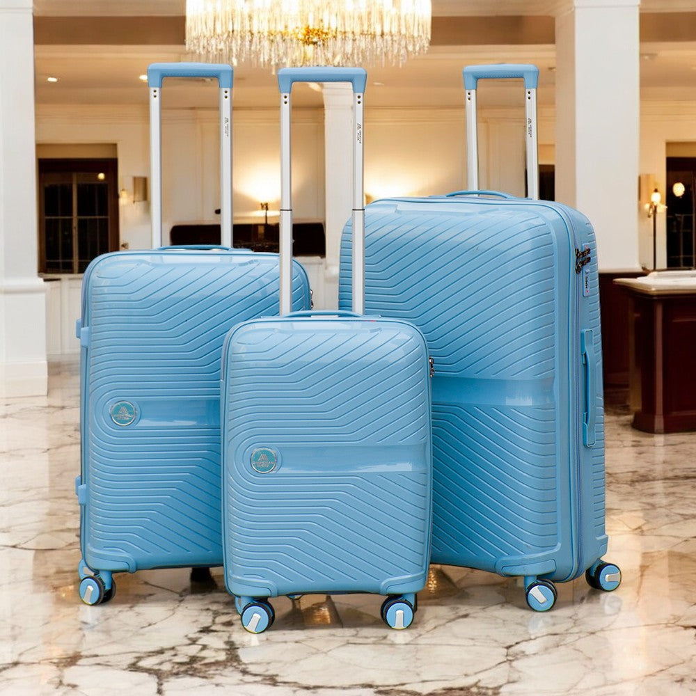Miami PP Unbreakable Luggage Bag | Polypropylene Hard Case Trolley Set | Lightweight, 4 Double Wheels for 360 Movement | Unbreakable Suitcase Set with Combination Lock | 3 Piece Set 20" 24" 28 Inches