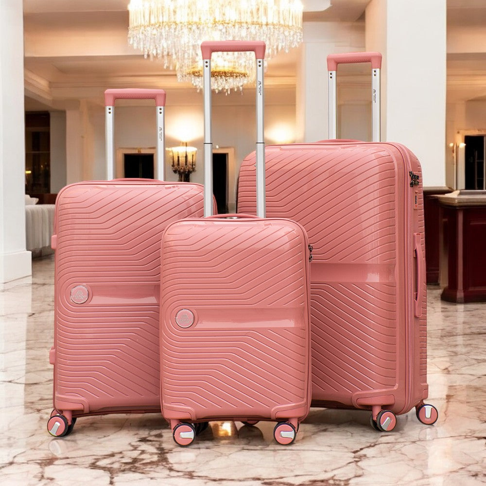 Miami PP Unbreakable Luggage Bag | Polypropylene Hard Case Trolley Set | Lightweight, 4 Double Wheels for 360 Movement | Unbreakable Suitcase Set with Combination Lock | 3 Piece Set 20" 24" 28 Inches