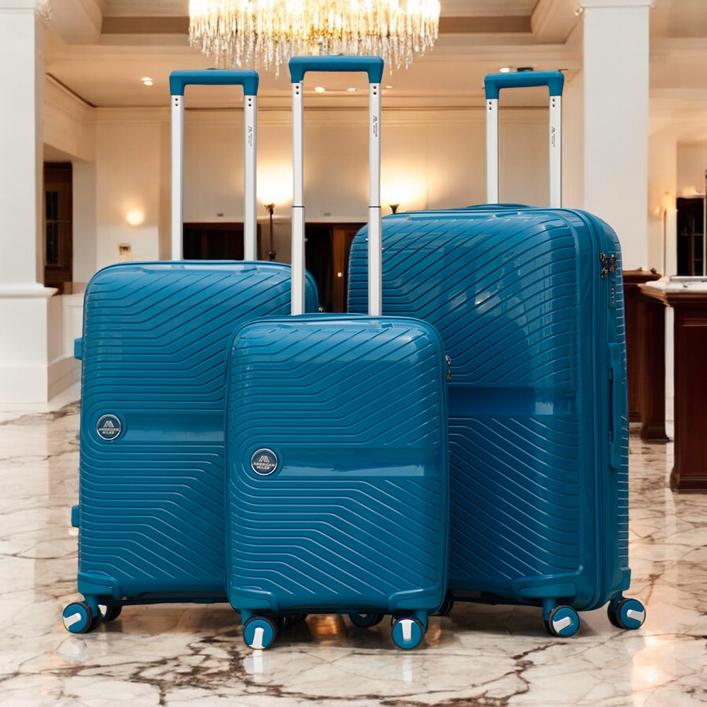 Miami PP Unbreakable Luggage Bag | Polypropylene Hard Case Trolley Set | Lightweight, 4 Double Wheels for 360 Movement | Unbreakable Suitcase Set with Combination Lock | 3 Piece Set 20" 24" 28 Inches