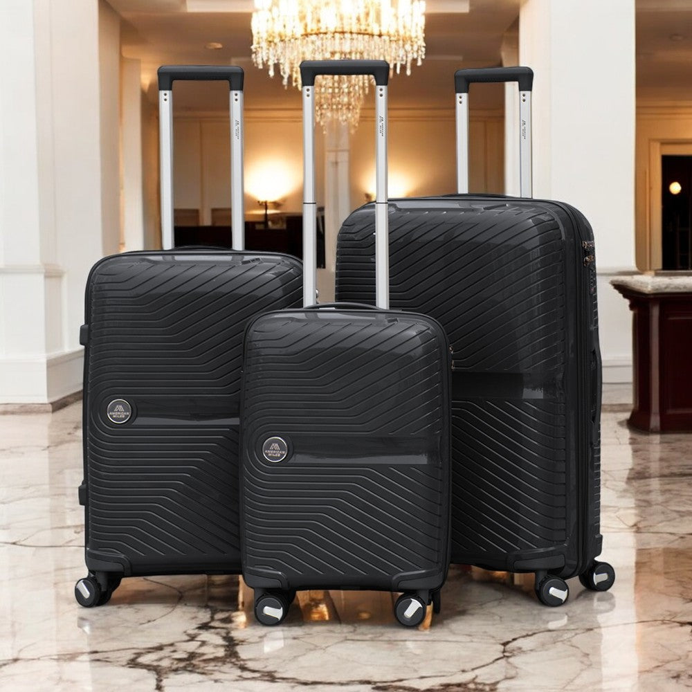 Miami PP Unbreakable Luggage Bag | Polypropylene Hard Case Trolley Set | Lightweight, 4 Double Wheels for 360 Movement | Unbreakable Suitcase Set with Combination Lock | 3 Piece Set 20" 24" 28 Inches