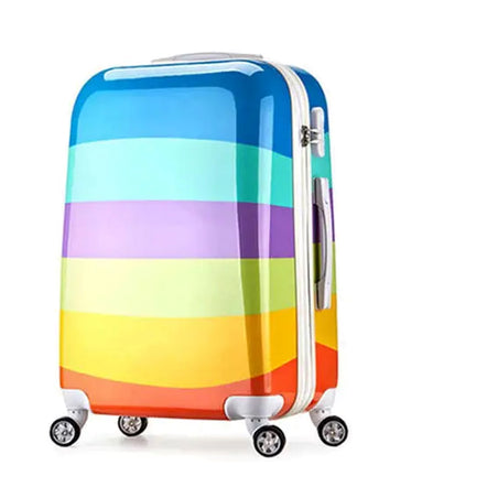 3 Pcs Set 20" 24" 28 Inches Rainbow Printed Lightweight Luggage | Hard Case Trolley Bag