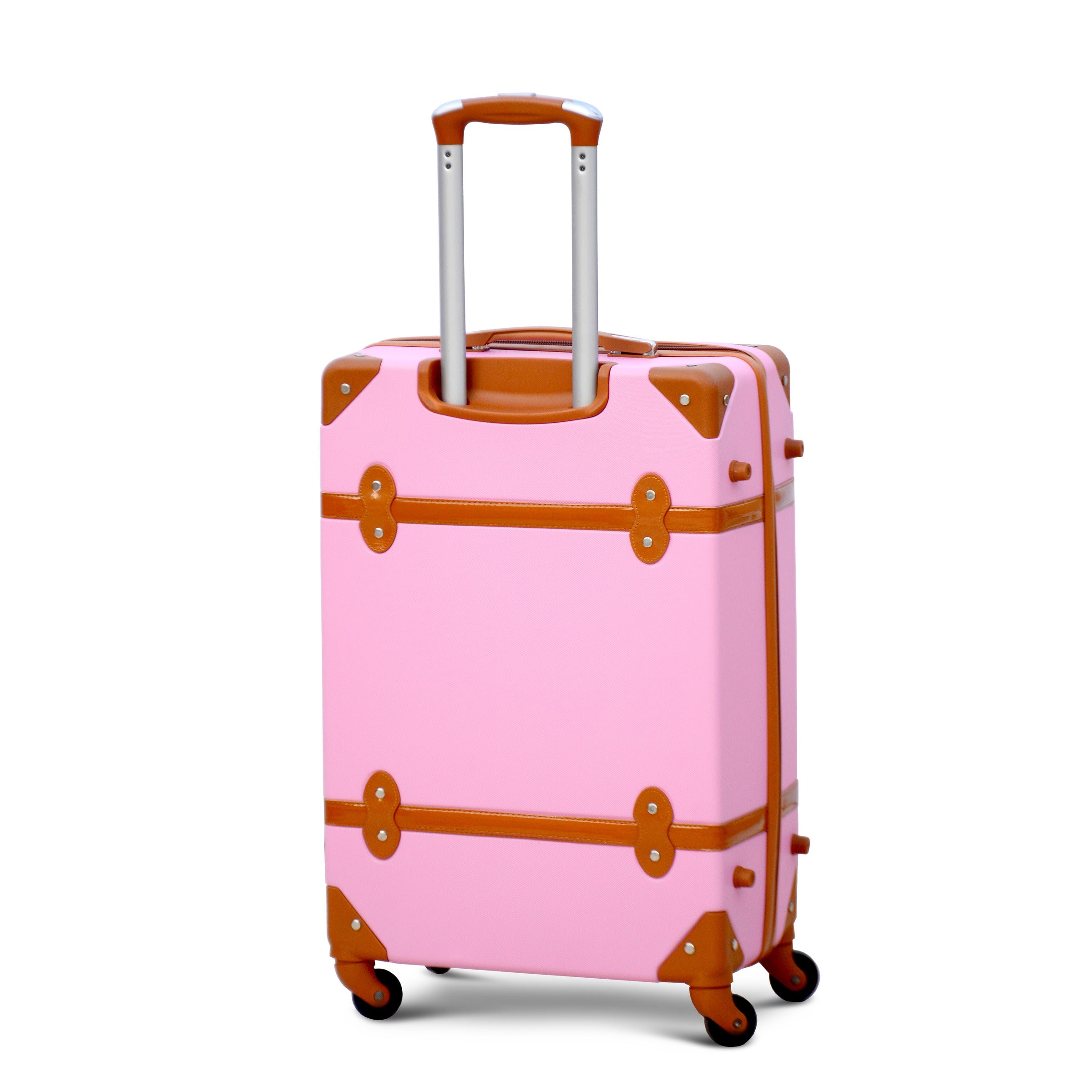 24" Corner Guard Pink and Brown Lightweight ABS Luggage Bag With Spinner Wheel