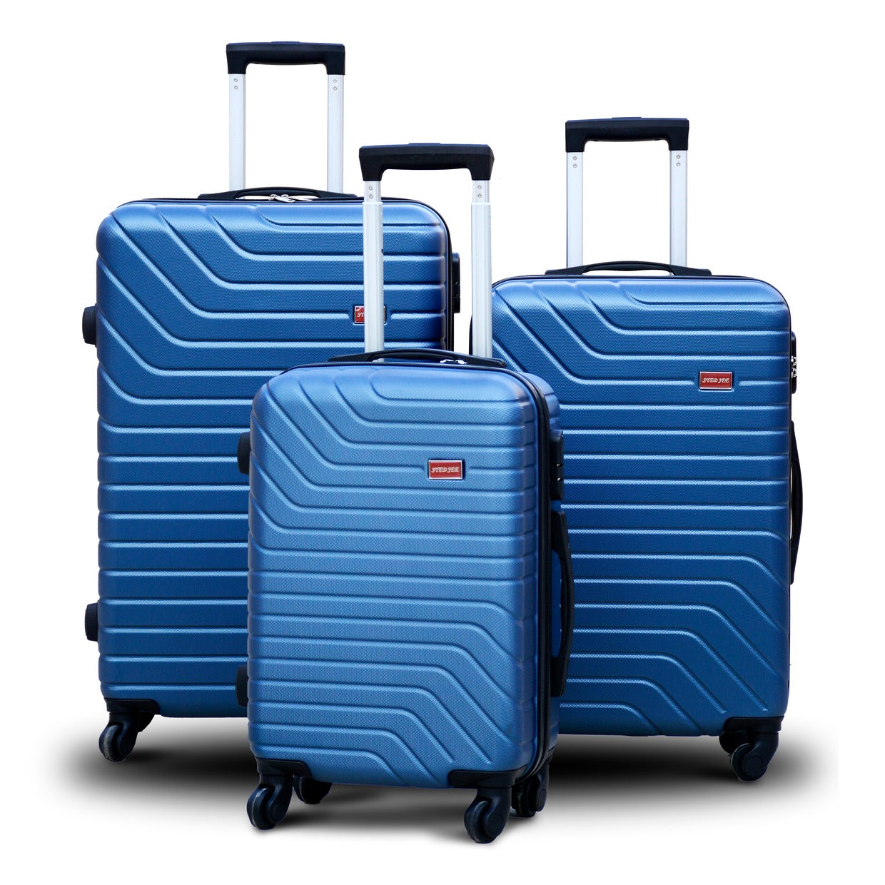 3 Pcs Full Set 20" 24" 28 Inches Blue Colour SJ New ABS Lightweight Spinner Wheel Travel Luggage Zaappy.com
