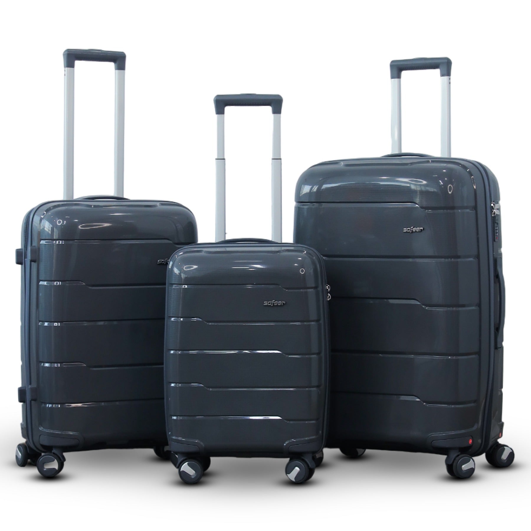3 Piece Set 20" 24" 28 Inches Ceramic Smooth PP Lightweight Luggage Bag with Double Spinner Wheel Zaappy