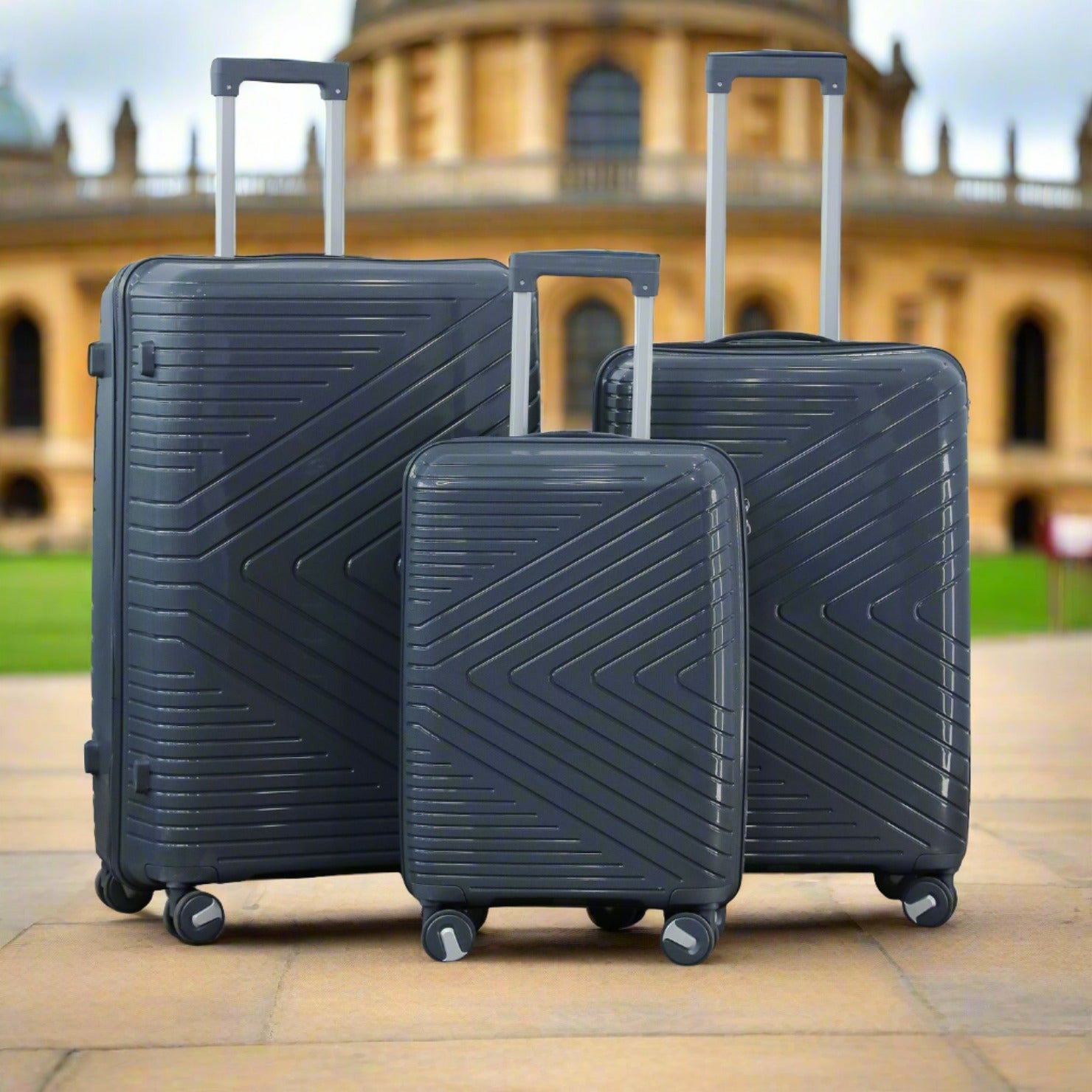 3 Piece Set 20" 24" 28 Inches Crossline PP Unbreakable Luggage Bag With Double Spinner Wheel