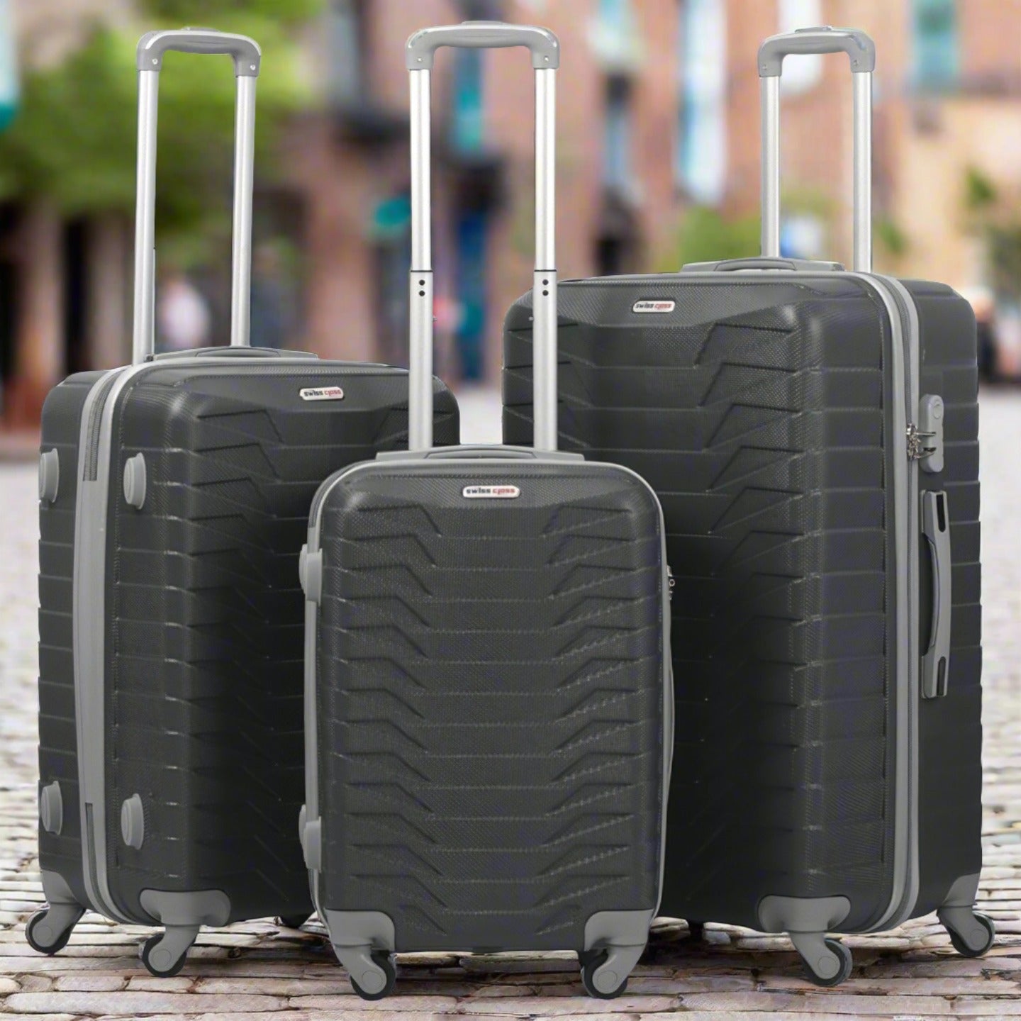 3 Piece Full Set 20" 24" 28 Inches Swiss Class Crocodile ABS Lightweight Luggage Bag With Spinner Wheel Zaappy