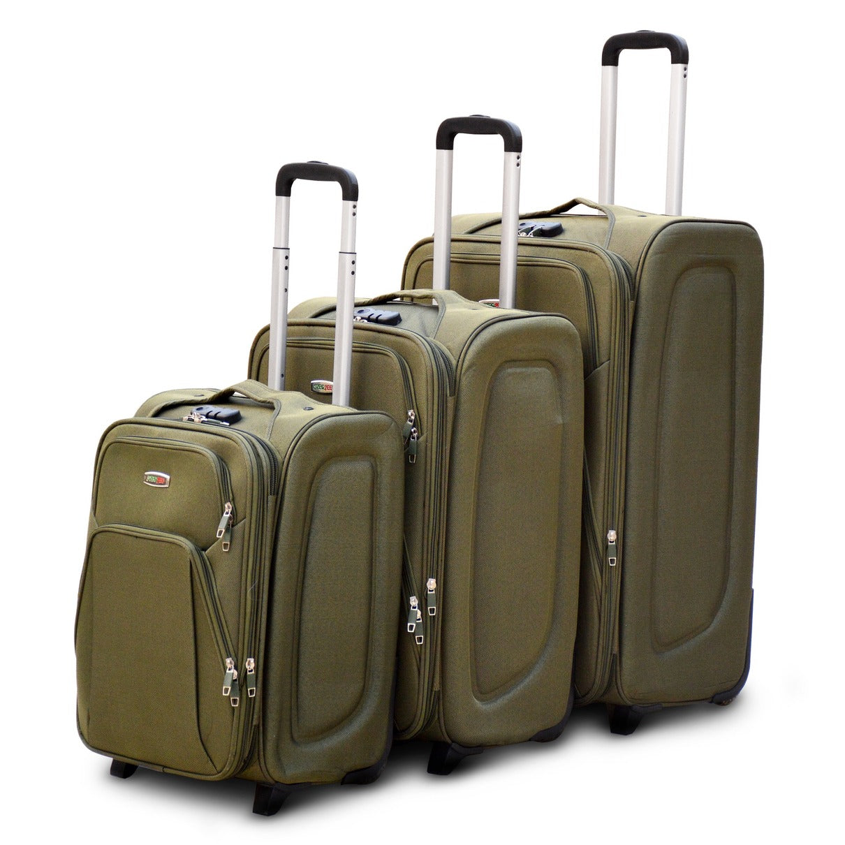 3 Piece Full Set 20" 24" 28 Inches Light Green Colour SJ JIAN 2 Wheel Luggage Lightweight Soft Material Trolley Bag