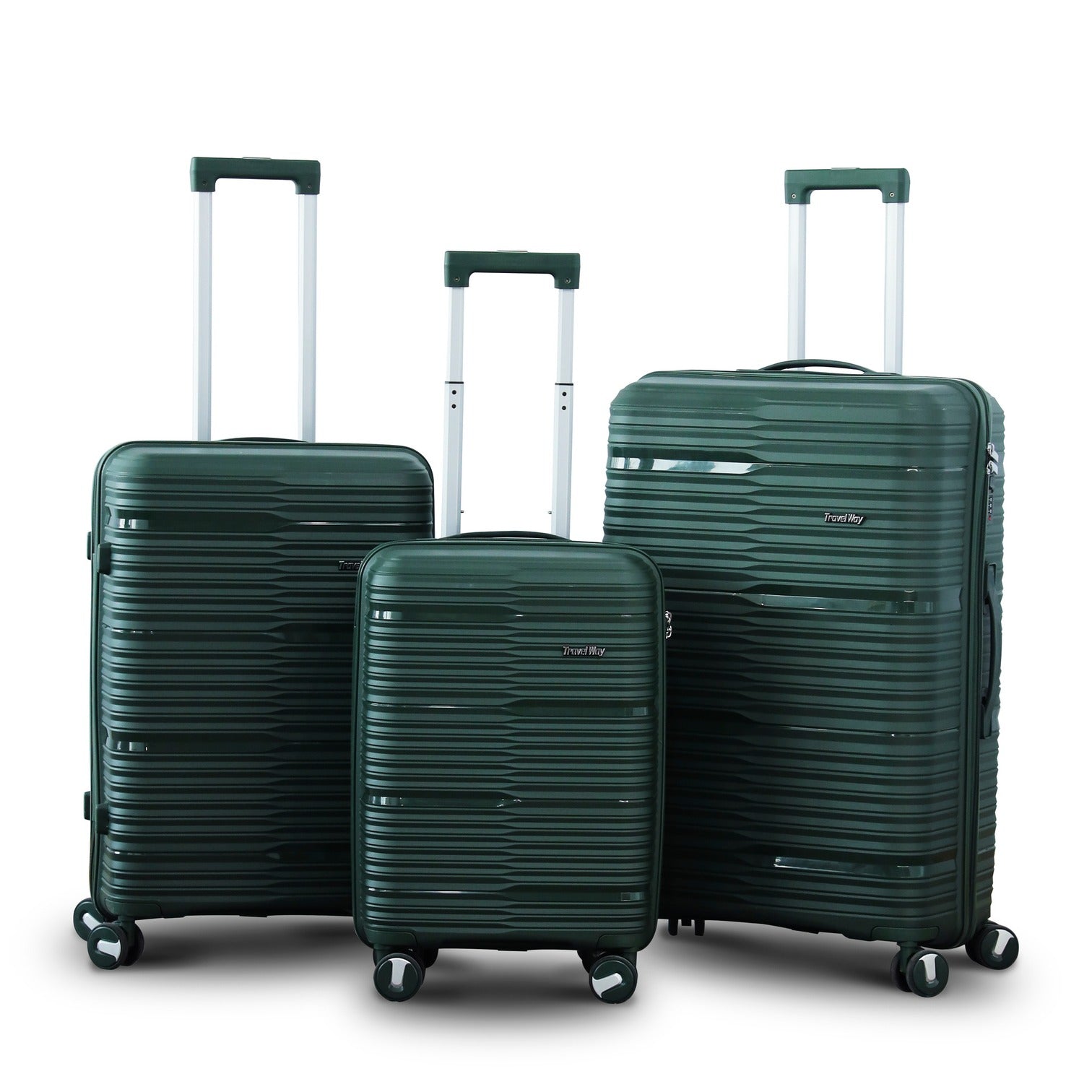 3 Piece Set 20" 24" 28 Inches Travel Way PP Unbreakable Luggage Bag With Double Spinner Wheel